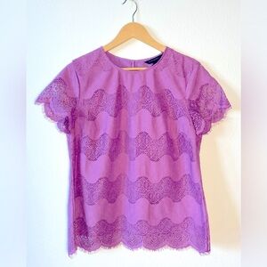 BANANA REPUBLIC LACE SHORT SLEEVE BLOUSE‎ WOMENS SIZE MEDIUM